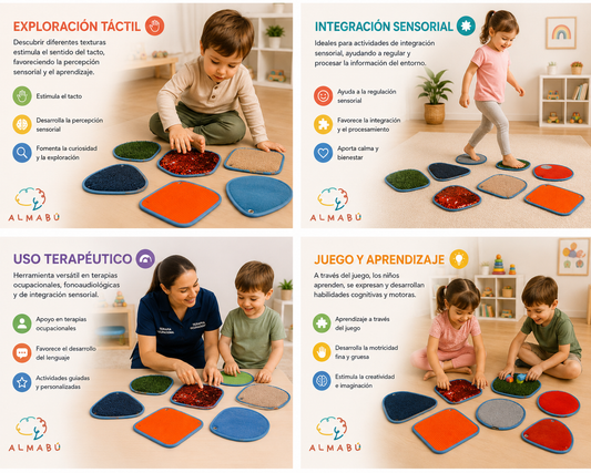Set de Telas Sensoriales ALMABÚ® – Exploración, Aprendizaje y Desarrollo Sensorial