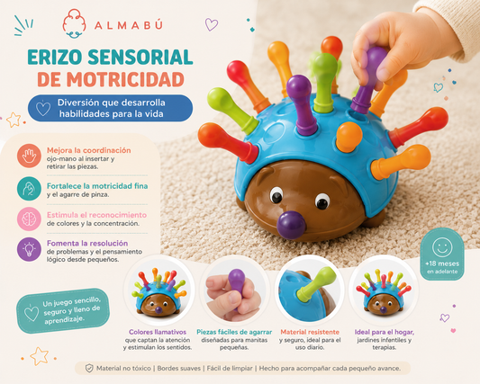 Erizo Sensorial Didáctico | Juguete de Inserción para Niños ALMABÚ