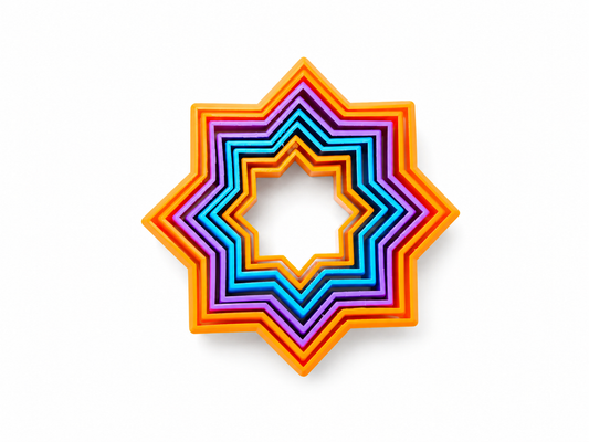 Estrella Plástica Sensorial multicolor con capas concéntricas ALMABÚ