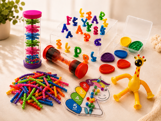 Kit Sensorial de Estimulación Temprana ALMABÚ – 7 Materiales para Bebés